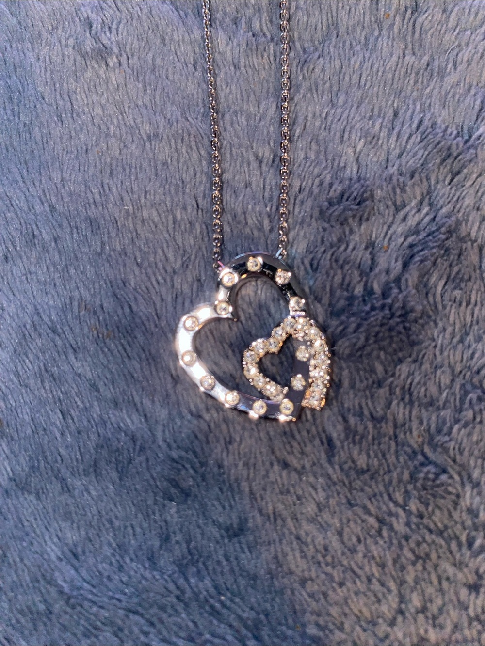 Swarovski Double Heart Crystal Pendant Necklace in Silver